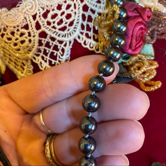 BLACK PEARLS SINGLE STRAND TOGGLE CLOSURE VTG 18” - Picture 5 of 8